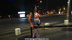 Violetta pigtails tranny beauty gapes ass on monster cock outdoors