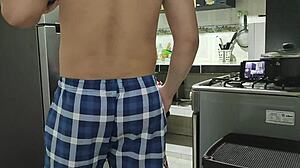 step-nephew bends me over kitchen counter for doggystyle cum before work