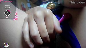 Sailor Latina bends over flashing hairy pussy before intense dildo squirting solo