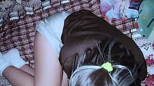 Filling schoolgirl stepsister's tender pussy with hot semen in room homemade