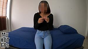 petite latina margarita's tight shaved pussy overflows with creampie after roommate's raw ride