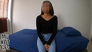 petite latina margarita's tight shaved pussy overflows with creampie after roommate's raw ride