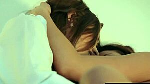 These gorgeous petite lesbians wake up horny, licking each other's small tits and pussies till they cum hard