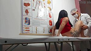 ginecologista fingers patient's tight asshole then bareback fucks juicy pussy