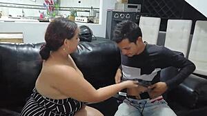 He bends her over and fucks codeudora's huge ass doggystyle deep