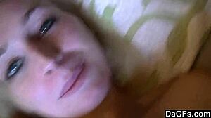 dagfs teen with big tits strips fingers pussy for easy cash in bedroom