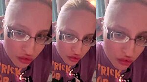 ASMR Blonde with Glasses Brushes Long Hair Using Lollipop