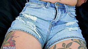 Skinny brunette Katie Kingerie deepthroats juicy cock before swallowing every drop