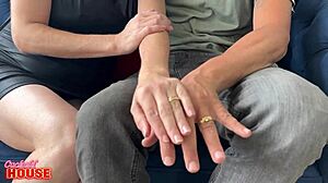 brunette milf's condition to fuck hubby's friends: swallow every interracial cum load