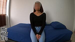 petite latina margarita's tight shaved pussy overflows with creampie after roommate's raw ride