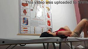 ginecologista fingers patient's tight asshole then bareback fucks juicy pussy