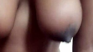 Petite tall skinny Melina impales herself on massive black monster cock