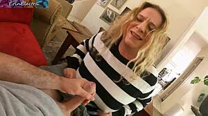 Stepmom lounges in skimpy underwear while horny stepson watches her curvy big ass and tits