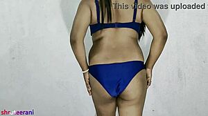Indian shemale in blue bikini crossdresses... ready for big cock anal?