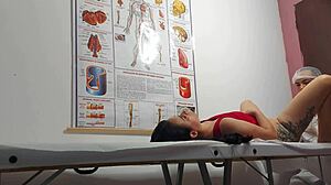 ginecologista fingers patient's tight asshole then bareback fucks juicy pussy