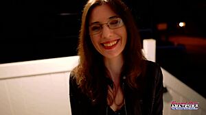 hey cute nerdy hazel oconnor tries hitachi wand then takes deep muff pounding