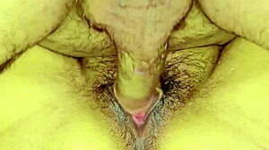 stepbrother slides his small cock into stepsister's shaved pink vagina for close-up creampie finish