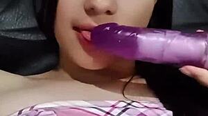 hot latina housewife masturbates dirty talk dildo in sheer panties