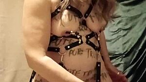 the french housewife maid gets bound in harness, slapped like a whore with magicwand uro play outdoors