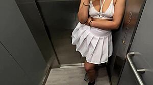 oh damn, latina milf neighbor begs young bbc guy to ditch the condom for her creampie in the office elevator! kylei ellish and sr matamorros