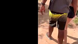 Chubby Brazilian BBW wife bends over for big black cock doggystyle on dirt road