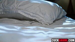 cuckold hubby, watch your wife take that big white cock deep