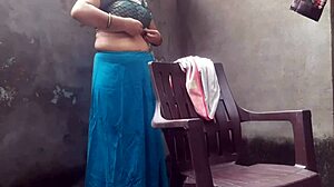 i watch my indian milf wife bathe outdoors showing big tits and pussy