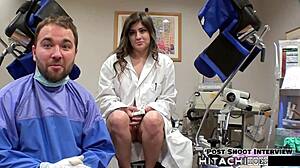 Doctor Sophia Valentina forces hitachi vibes on patient's shaved pussy