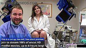 Doctor Sophia Valentina forces hitachi vibes on patient's shaved pussy