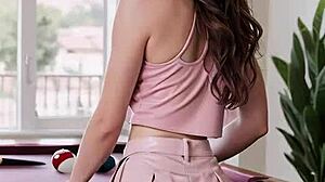 ai illustrated cougar in leather boots gives clothed exit interview sex on desk