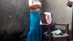 i watch my indian milf wife bathe outdoors showing big tits and pussy