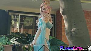 wow natural redhead maya kendrick strips pale body outdoors bare!