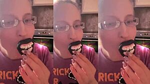 ASMR Blonde with Glasses Brushes Long Hair Using Lollipop