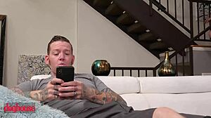 gorgeous blonde tempts step bro into wild sideways sofa pounding