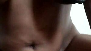 Petite tall skinny Melina impales herself on massive black monster cock