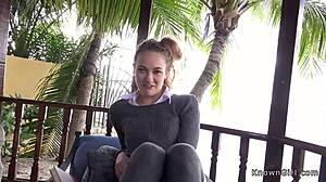 hot ASS GIRLFRIEND rides BIG COCK hard on patio balcony