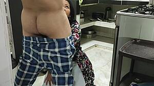 step-nephew bends me over kitchen counter for doggystyle cum before work