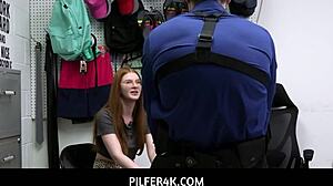 Nerdy Ginger Jane Rogers Fucks Her Way Out of Trouble with Tight Pussy!