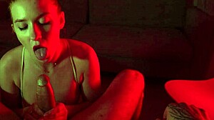 REDHEAD SLUT Deepthroats Monster Cock Once Red Light Hits In Bedroom Passion!