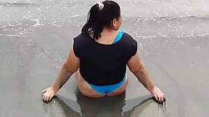 colombian latina bbw's huge chubby ass shakes big on beach homemade pov