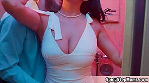 busty classy milf milks cock with tits then rides neighbor hard all day