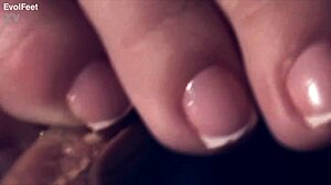 brunette gags on cock with heels and toes in lingerie pov