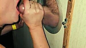 Gloryhole Blowjob on Hung Cock Swallows Cum at Swing House