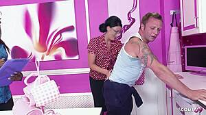 Slim ebony jasmine webb seduces big tits milf for interracial 3some!
