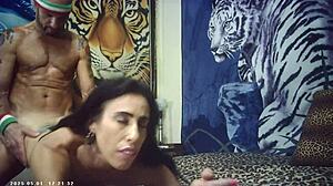 big tit brunette babe sucks rides maxxx loadz italian pounding machine bareback