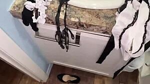 Egyptian maid Amira Ali strips teases oils up and fucks hard for cash