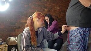 damn you two shy girls jerk my huge cock so good together