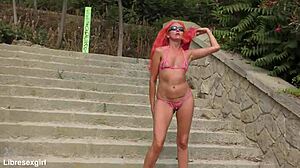 wanna see this tall skinny spanish slut flash her shaved pussy on barcelona streets?