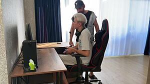 Stepdad makes me squirt taking cute boy's huge dick virginity!