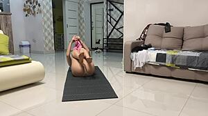 angie elif fingers wet pussy small tits after yoga brunette teen